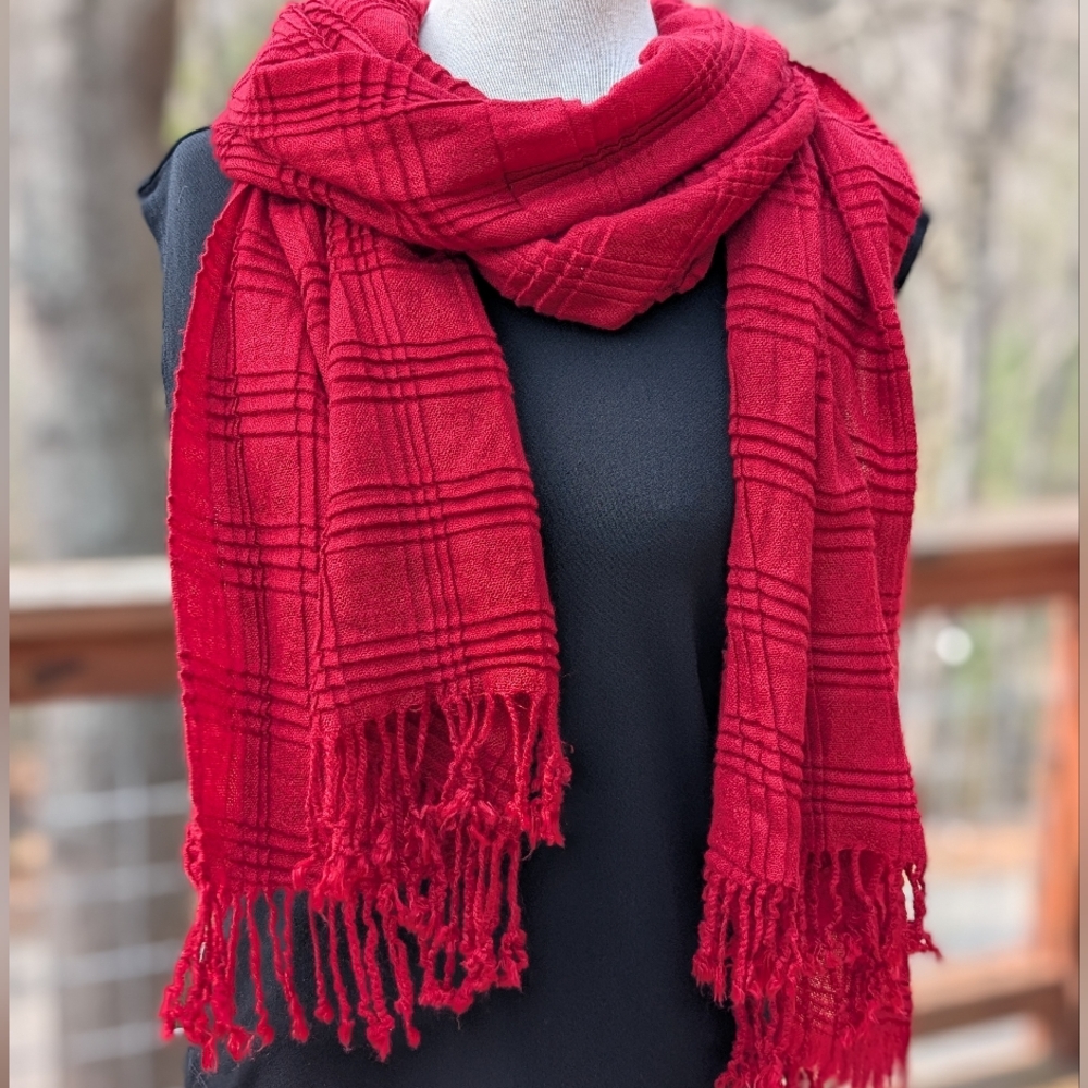 Deep Red Soft Lightweight Scarf